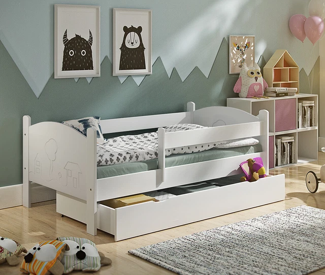 Kinderbett Häuschen 160x80cm NEU Massivholz Lattenrost Matratze Schublade