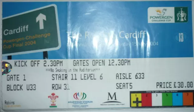 Wigan Warriors v St Helens 15th May 2004, Challenge Cup Final @ Cardiff, Ticket