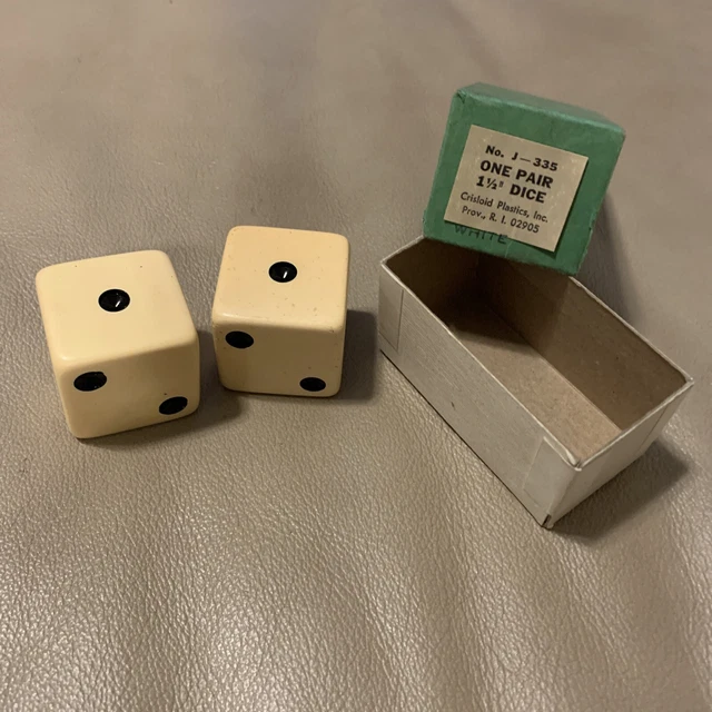 Vintage Crisloid Plastics 1 1/2” Dice Gambling Game Fun Larger Size Celluloid