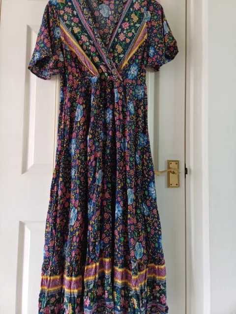 Pretty Vintage Style Boho Viscose Summer Midi Or Petite Maxi Dress 👗 0XL 14 16