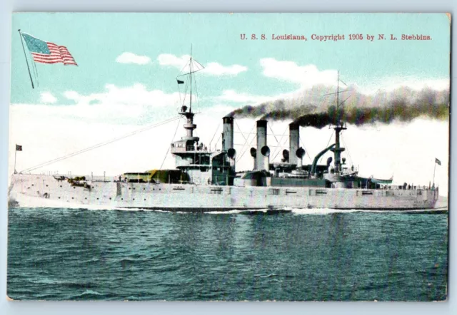 Louisiana LA Postcard USS Steamer Navy Warship Battleship c1910 Vintage Antique