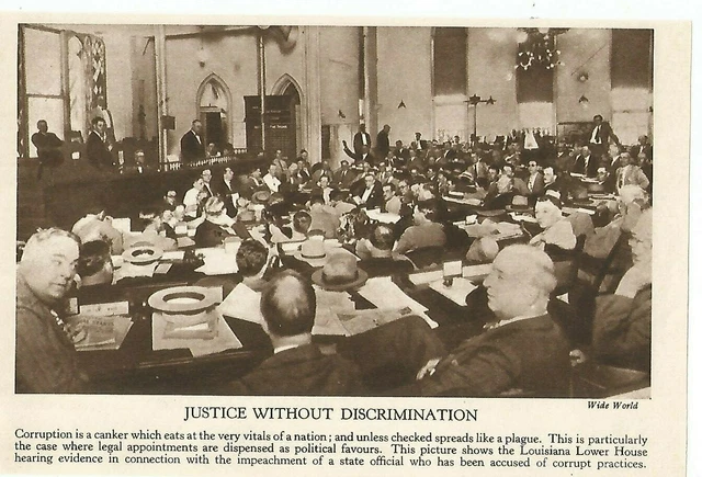AMERICA U.S.A. LOUISIANA LOWER HOUSE IMPEACHMENT OF STATE OFFICIAL c 1935 CLIP