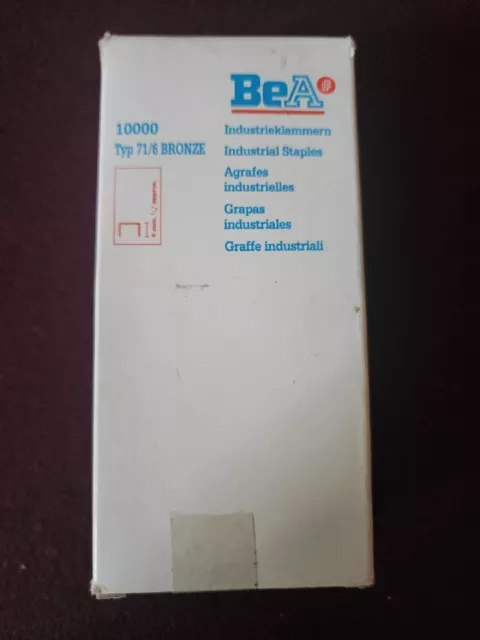 BeA TYPE 71/6 BRONZE  INDUSTRIAL STAPLES 1/4"  6 MM ( QTY 10000 )