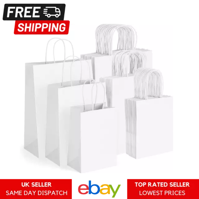 White Paper Bags With Handles Paper Party Bags Gift Twisted Handle Carrier Bags