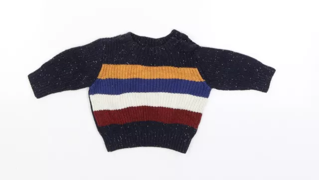 Nutmeg Boys Blue Striped Cotton Pullover Jumper Size 0-3 Months