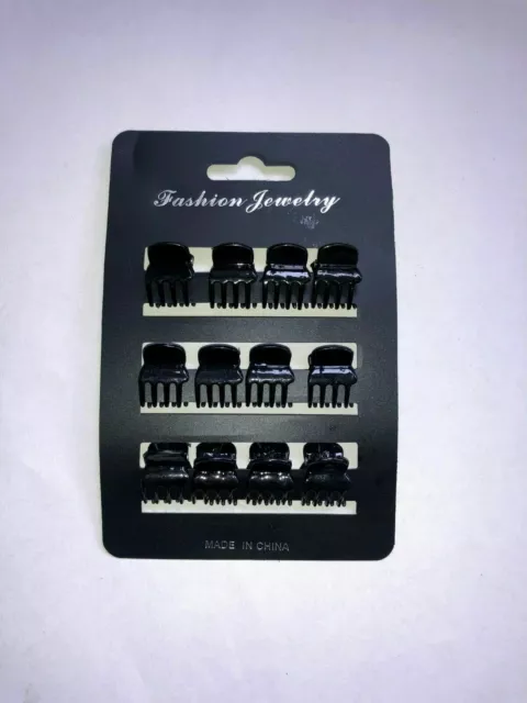 12 BLACK 1.5cm MINI HAIR CLAW HAIR CLIPS~HAIR GRIPS~BULLDOG CLIPS  ACCESSORIES