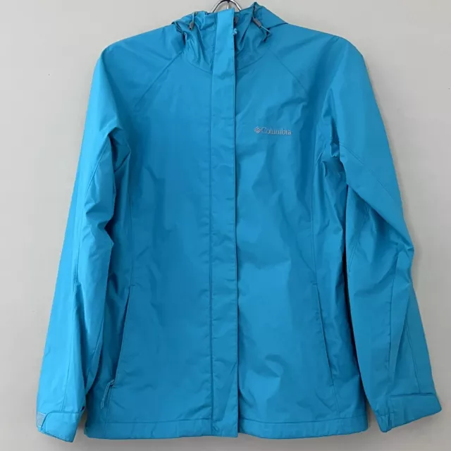 Columbia Switchback II Full Zip Hooded Rain Jacket Agua Blue Women's Size XS