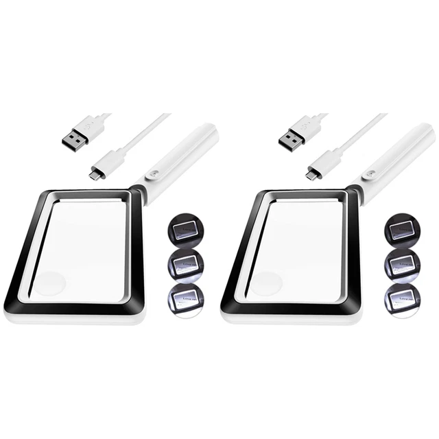 2pièces Loupe Rechargeable 4X avec Lumière 20 LED, Loupe Rectangulaire écla2509