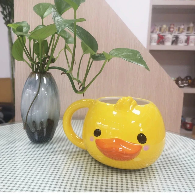 3D CUTE ANIMAL mug yellow duck simulation animal coffee mug ceramic cup