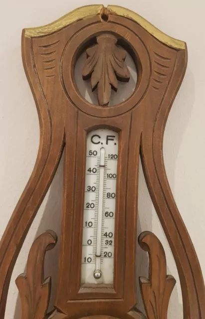 Wetterstation Barometer Thermometer Antik Schnitzarbeit Gründerzeit 3