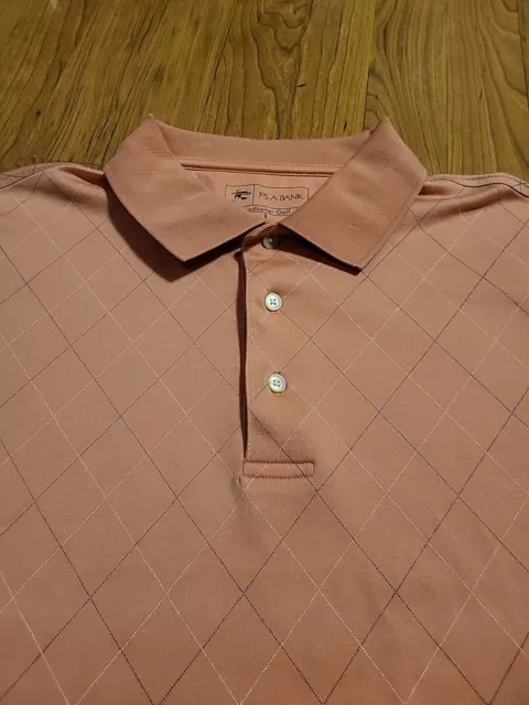 JoS. A Bank Leadbetter Golf Lg SS Geometric Polo Shirt Golf EUC Salmon 44" Chest