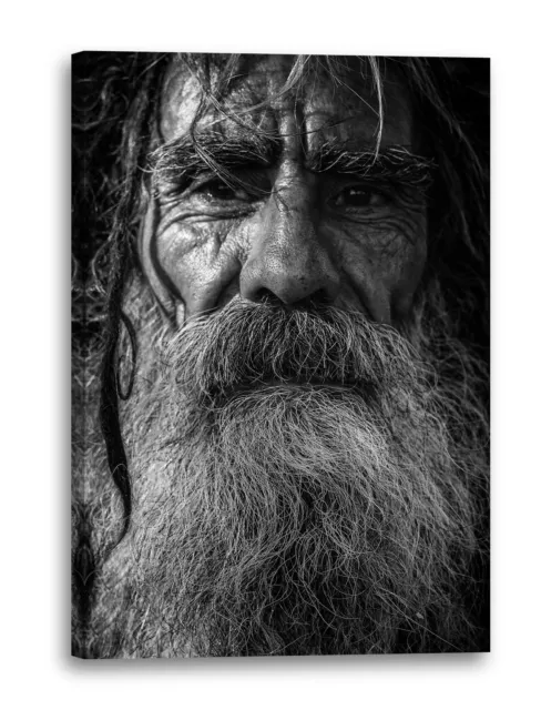 Tela/Cornice Bianco e nero Ritratto di vecchi bearded uomo solchi in faccia