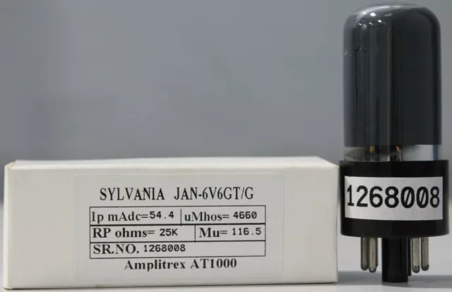 JAN CHS 6V6GTG Sylvania Black coated glass Made USA Amplitrex tested #1268008