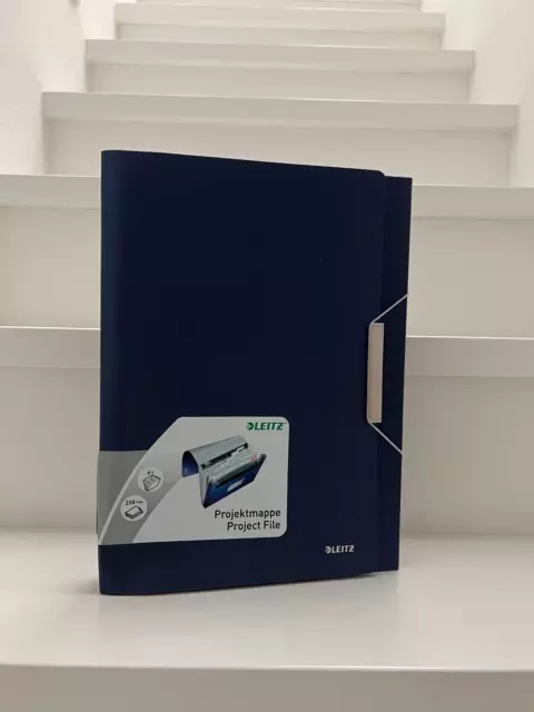 OVP LEITZ Projektmappe Style A4 39570069 titan blau silber 6 Fächer Fächermappe 2