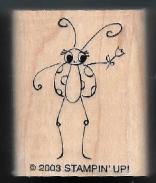 LADYBUG BEETLE FLOWER Tulip Insect BUG NATURE Stampin Up! 2003 wood RUBBER STAMP