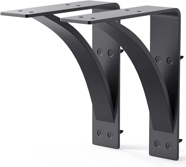 Steel Heavy Duty Shelf Brackets (2 Pack), Mantel Brackets, Countertop Support Br
