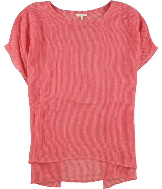 Eileen Fisher Damen Gestreift Bluse Tunika, Pink, Groß