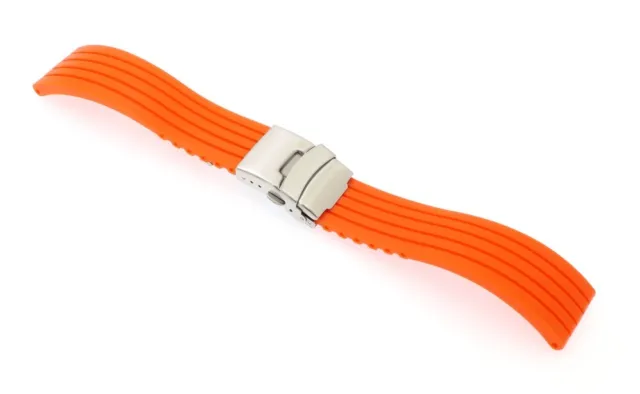 Silikon Uhrenband Modell Kreta orange 24 mm, Faltschließe