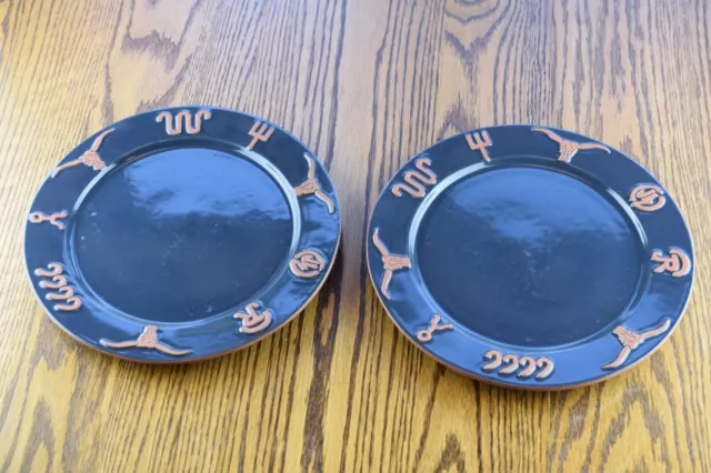 2 Frankoma USA Pottery Ranch Navy Blue 10 1/2" Dinner Plates - Western Brands