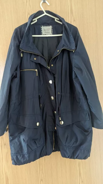 *River Island Blue Parka Style Rain Jacket, Size 18