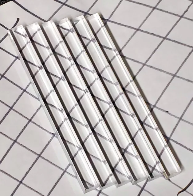 6 Pcs 3/4” x 3/4" x 4” LONG SQUARE CLEAR ACRYLIC PLEXIGLASS LUCITE ROD .50 INCH