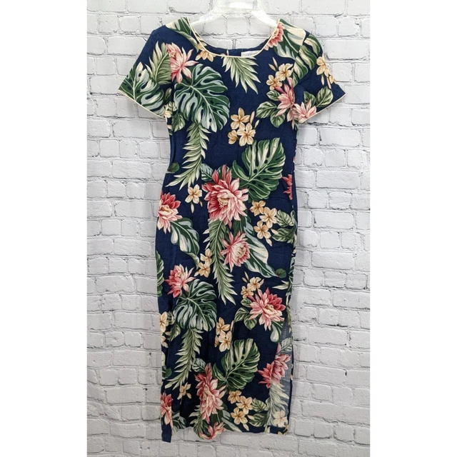 Vintage Liberty House Young Hawaii- Hawaiian Midi Blue Dress Size Petite S
