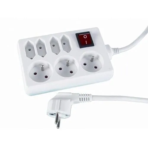 Multiprise électrique 6places blanc schuko interrupteur individuel pour  prise