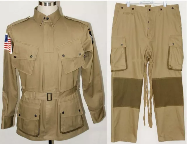 WWII US Army M1942 M42 Airborne Paratrooper Uniform Jumpsuit Jacket Trousers S