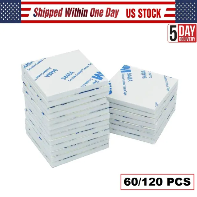 60/120pcs Square Double Sided Foam Tape Strong Sticky Pad Mounting Adhesive Tape