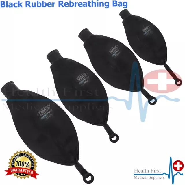 Black Rubber Rebreathing Bag Set 0.5 1 2 3 4 Litre Medical Hospital Lung LGB