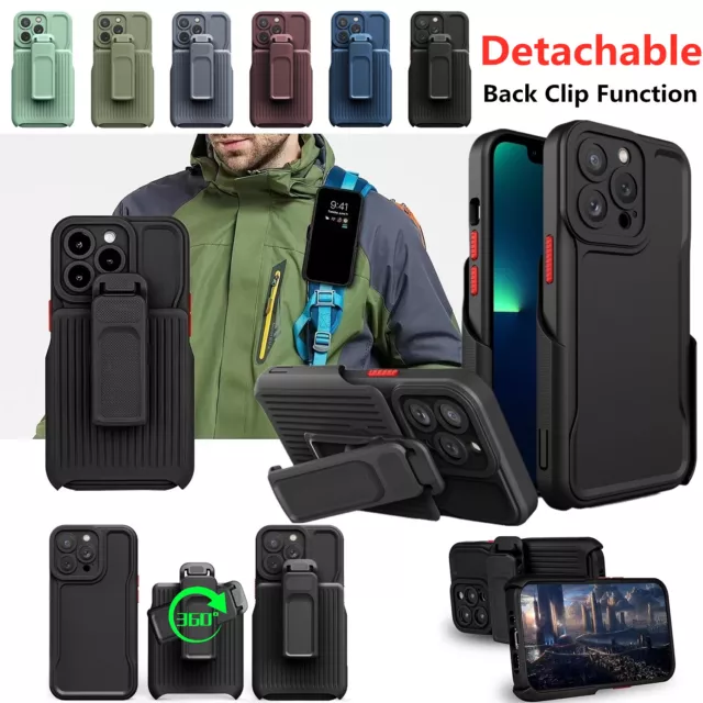 Belt Clip Case Heavy Duty Shockproof Stand Cover For iPhone 14 13 Pro Max 12 11