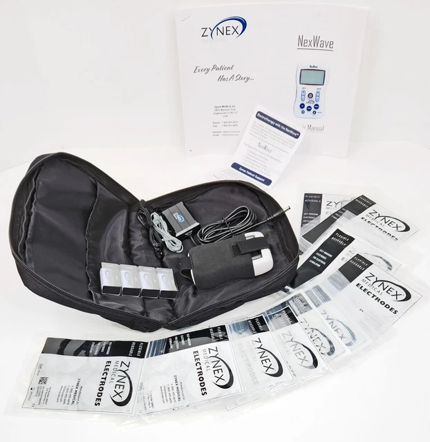 ZYNEX NexWave TENS Kit Unit with Accessories Carry Case Electrodes & Batteries