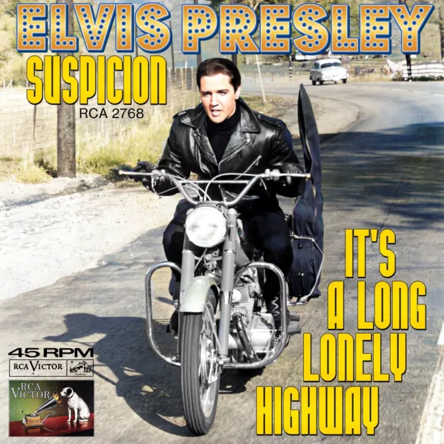 Repro Photo ELVIS PRESLEY Suspicion/A Long Lonely Highway 7" Single Size 18x18cm