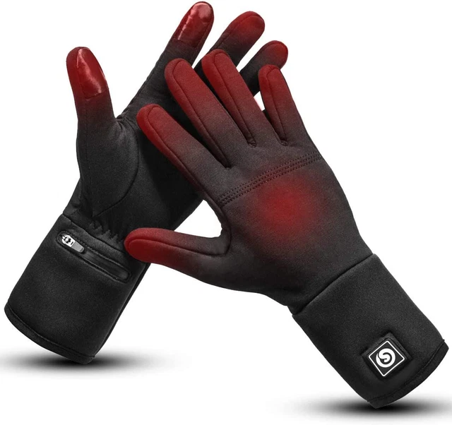 day wolf Heated Gloves Liners Electric for Men Women XX-Small, Black