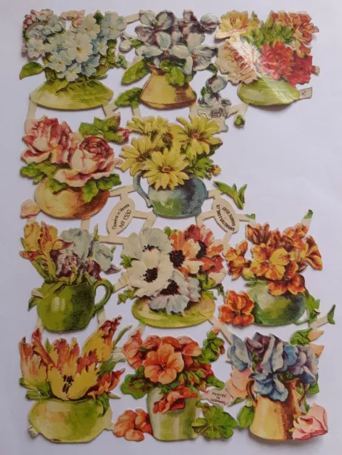 Rare part sheet  Raphael Tuck and Sons' Relief Scraps - Flowers in Vases No 1530