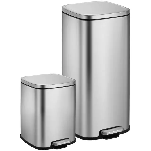 2 PK Bin Sensible Eco Living Eko Bins 6L & 29.7L Stainless Steel Pedal Trash Can