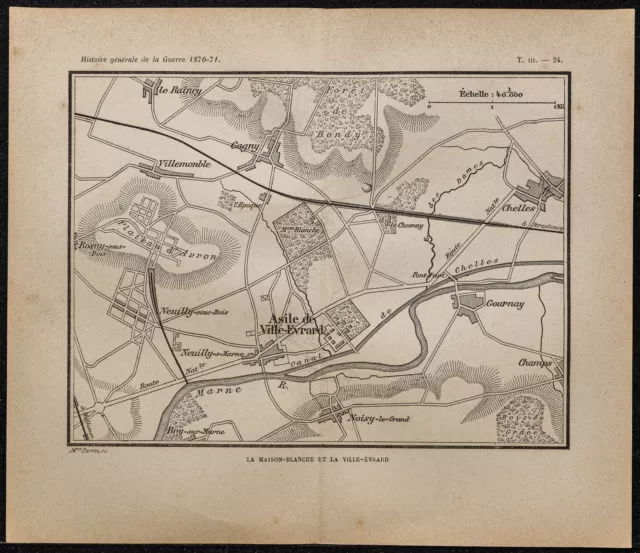 1898ca - Maison-Blanche et Ville-Évrard - Carte guerre 1870 - Siège de Paris