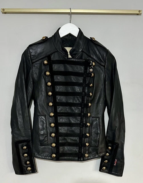 Boda Skins Napoleon Military Style Womans Black Leather Jacket Limited Ed UK 8