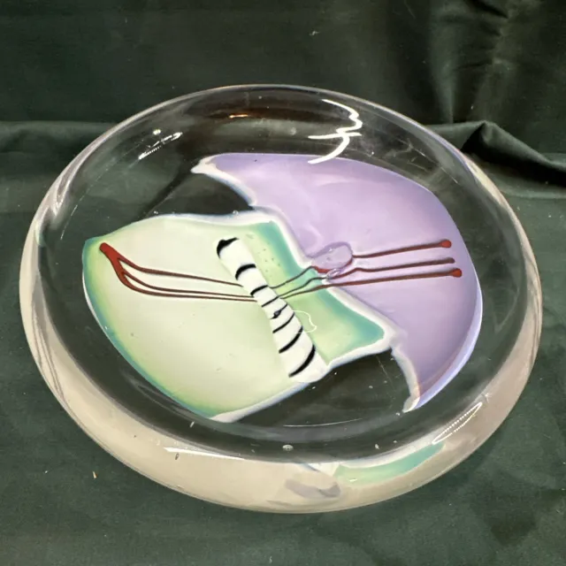 1990 James R Wilbat Modern Studio Art Glass Hand Blown Bowl Signed multicolor