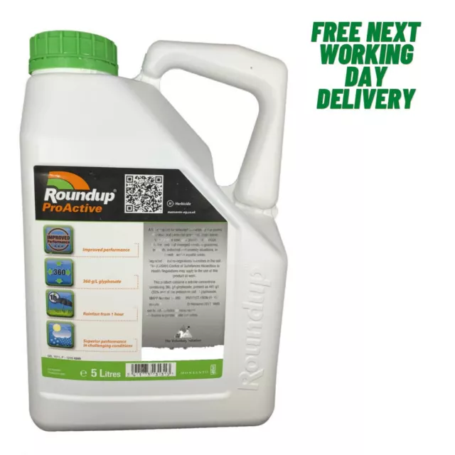 5L Roundup Proactive 360 Strong Glyphosate Weedkiller - Safe To Use By Water