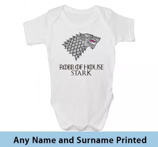 Personalised Baby Grow - Stark Game of Thrones Funny New Baby Christening Gift