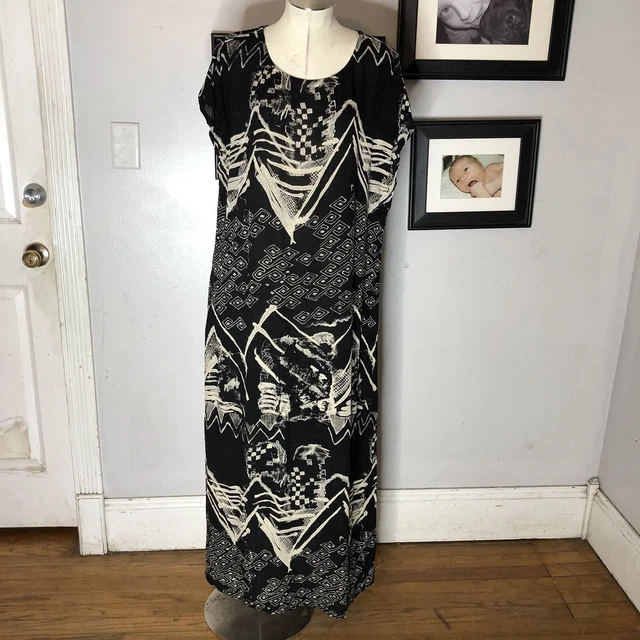 CAROLE LITTLE Vintage Boho Tribal Ethnic Aztex Midi Dress Sz 14