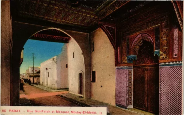 CPA AK MAROC RABAT - Rue SIDI-Fatah et Mosquée MOULAY-El-Mekki (280758)