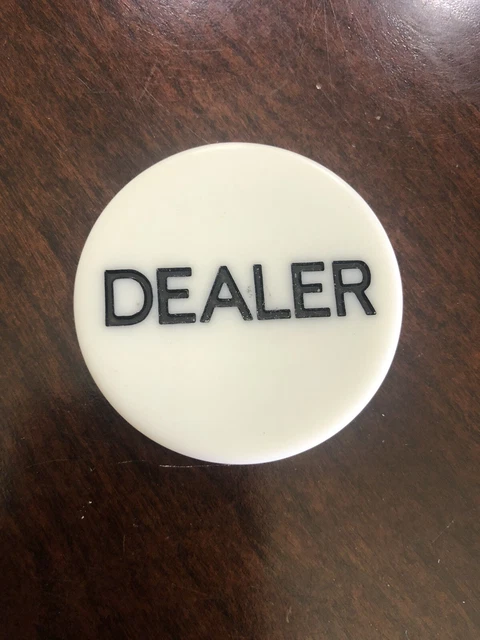2" Acrylic Engraved White Dealer Poker Button Texas Hold’em Casino