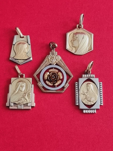 Ancien Pendentif Médaille Plaqué Or - Style Art Déco - Breloque Coeur - Vintage