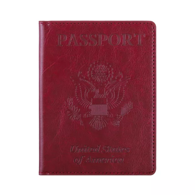 Leather Passport Vaccine Card Passport Holder Travel Wallet Blocking Case Cover