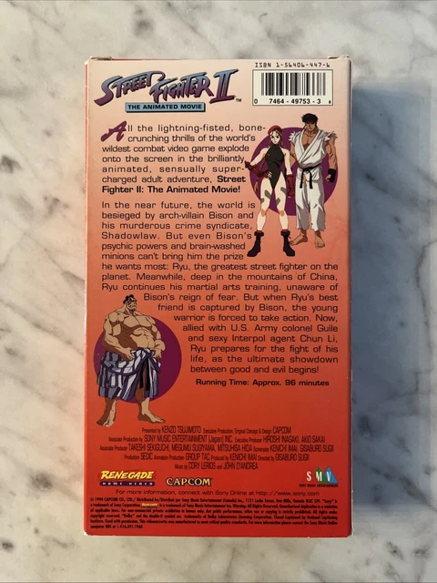 STREET FIGHTER II: The Animated Movie (VHS, 1996, Unrated Version) $33. ...
