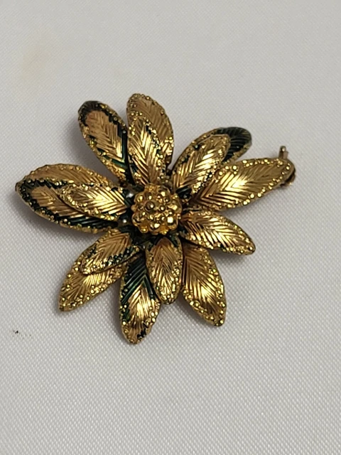 Broche Ancienne En Argent Fin Avec Pierre - Bijou Vintage Sans Marque