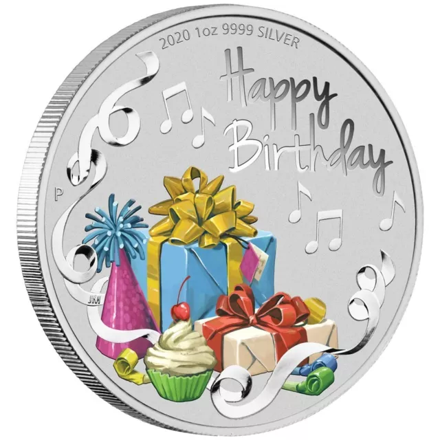 2020 $1 Happy Birthday 1oz Coloured Silver Coin by Perth Mint