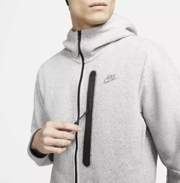 NIKE SPORTSWEAR TECH Fleece Full-Zip Hoodie Grey Black Men's Size M $50 ...